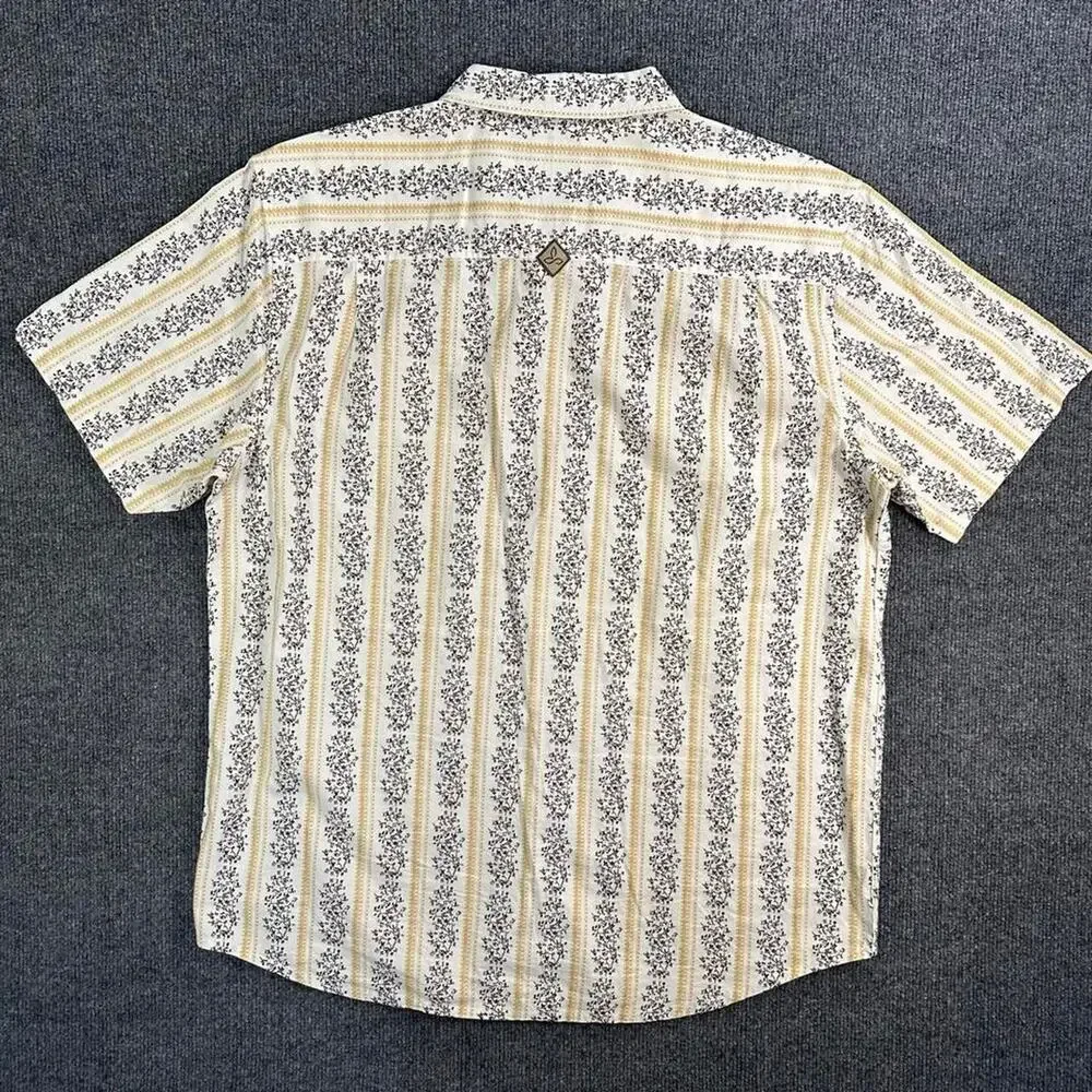 PrAna Men’s Vertical Floral Stripe Button Up Shirt Y2K 90s Grunge Cottagecore XL - Picture 7 of 8